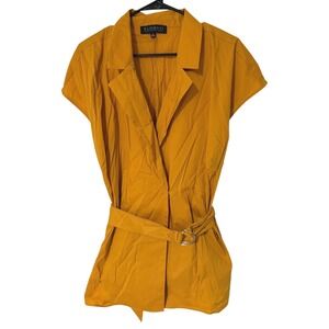 Eloquii Mustard Yellow Short Sleeve Belted Blazer Top Size 22 NWT